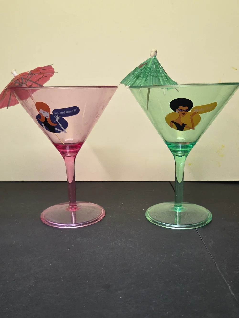 Fun Express Plastic Martini Glasses 6, Shaker, Utensils, Napkins, Coasters